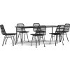 7dílný zahradní jídelní set polyratan [3157885] (Barva Černá)
