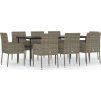 9dílný zahradní jídelní set s poduškami polyratan [3185153] (Barva Šedá)