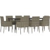 9dílný zahradní jídelní set s poduškami polyratan [3185153] (Barva Šedá)