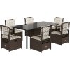7dílný zahradní jídelní set s poduškami polyratan [3263039] (Barva Světle šedá)