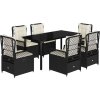 7dílný zahradní jídelní set s poduškami polyratan [3262968] (Barva Černá)