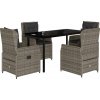 5dílný zahradní jídelní set s poduškami polyratan [3262863] (Barva Šedá)