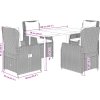 5dílný zahradní jídelní set s poduškami polyratan [3262863] (Barva Šedá)