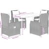 5dílný zahradní jídelní set s poduškami polyratan [3262863] (Barva Šedá)