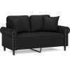 2místná pohovka s polštáři 140 cm umělá kůže [3200925] (Barva Černá)