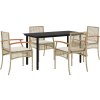 5dílný zahradní jídelní set s poduškami polyratan [3213605] (Barva Černá)