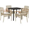 5dílný zahradní jídelní set s poduškami polyratan [3213632] (Barva Béžová)
