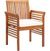 Zahradní jídelní židle s poduškou masivní akáciové dřevo [45964] (Barva Krémová)