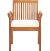 Zahradní jídelní židle s poduškou masivní akáciové dřevo [45964] (Barva Krémová)