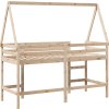 Patrová postel s žebříkem a střechou 80 x 200 cm borovice [3282112] (Barva Přírodní)