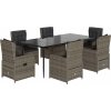 7dílný zahradní jídelní set s poduškami polyratan [3262845] (Barva Hnědá)
