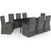 9dílný zahradní jídelní set s poduškami [3099478] (Barva Šedá)