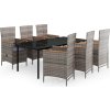 7dílný zahradní jídelní set s poduškami [3099435] (Barva Šedo-hnědá)