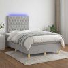 Box spring postel s matrací a LED 120x190 cm textil [3270267] (Barva Světle šedá)