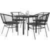 5dílný zahradní jídelní set polyratan sklo [3334598] (Barva černá a tmavě šedá)
