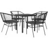 5dílný zahradní jídelní set polyratan sklo [3334598] (Barva černá a tmavě šedá)