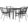 5dílný zahradní jídelní set polyratan sklo [3334598] (Barva černá a tmavě šedá)