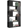 Knihovna / dělicí stěna 80 x 24 x 155 cm dřevotříska [809150] (Barva černá s vysokým leskem)