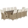 11dílný zahradní bistro set s poduškami polyratan [3277245] (Barva Hnědá)