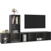 3dílný set TV skříněk dřevotříska [3079833] (Barva černá s vysokým leskem)