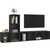 3dílný set TV skříněk dřevotříska [3079833] (Barva černá s vysokým leskem)