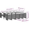 11dílný zahradní jídelní set s poduškami polyratan [3210579] (Barva Černá a krémová)
