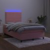 Box spring postel s matrací a LED 120 x 190 cm samet [3270308] (Barva Tmavě zelená)