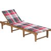 Skládací zahradní lehátko s poduškou masivní akáciové dřevo [3064172] (Barva Taupe)