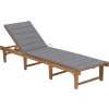 Skládací zahradní lehátko s poduškou masivní akáciové dřevo [3064172] (Barva Taupe)