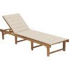 Skládací zahradní lehátko s poduškou masivní akáciové dřevo [3064172] (Barva Taupe)