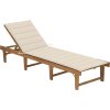 Skládací zahradní lehátko s poduškou masivní akáciové dřevo [3064172] (Barva Taupe)