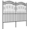 Zahradní plot s kopím nahoře 240 x 175 cm, práškově lakovaná ocel [151088] (Barva Černá)