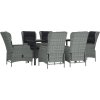 7dílný zahradní jídelní set polyratan [3156791] (Barva Tmavě šedá)