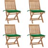 Skládací zahradní židle s poduškami 4 ks masivní teak [3072809] (Barva Krémová)