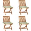 Skládací zahradní židle s poduškami 4 ks masivní teak [3072809] (Barva Krémová)