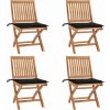 Skládací zahradní židle s poduškami 4 ks masivní teak [3072809] (Barva Krémová)