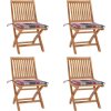 Skládací zahradní židle s poduškami 4 ks masivní teak [3072809] (Barva Krémová)