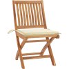Skládací zahradní židle s poduškami 4 ks masivní teak [3072809] (Barva Krémová)