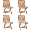 Skládací zahradní židle s poduškami 4 ks masivní teak [3072809] (Barva Krémová)