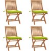 Skládací zahradní židle s poduškami 4 ks masivní teak [3072809] (Barva Krémová)