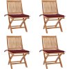 Skládací zahradní židle s poduškami 4 ks masivní teak [3072809] (Barva Krémová)