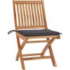 Skládací zahradní židle s poduškami 8 ks masivní teak [3072868] (Barva Černá)