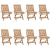 Skládací zahradní židle s poduškami 8 ks masivní teak [3072868] (Barva Černá)