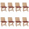 Skládací zahradní židle s poduškami 8 ks masivní teak [3072868] (Barva Černá)