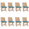 Skládací zahradní židle s poduškami 8 ks masivní teak [3072868] (Barva Černá)