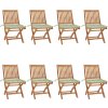 Skládací zahradní židle s poduškami 8 ks masivní teak [3072868] (Barva Černá)