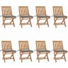 Skládací zahradní židle s poduškami 8 ks masivní teak [3072868] (Barva Černá)