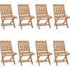 Skládací zahradní židle s poduškami 8 ks masivní teak [3072868] (Barva Černá)