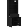 Skříň highboard 69,5 x 34 x 180 cm kompozitní dřevo [3200530] (Barva Černá)