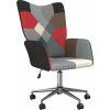 Relaxační křeslo patchwork textil [328193] (Barva Šedá)